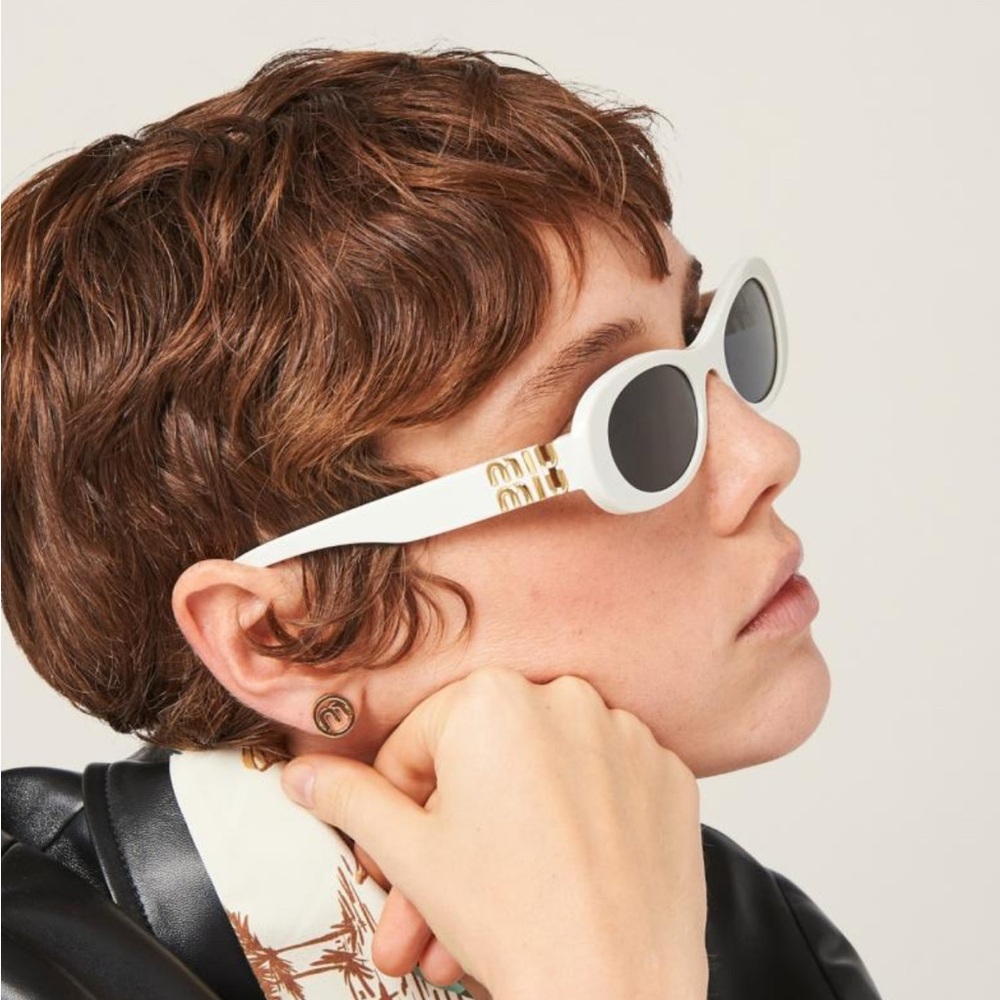 Miu Miu White Oval Sunglasses SMU06Z